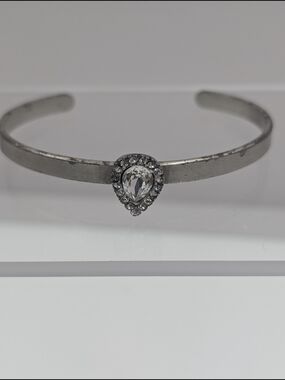 Loren Hope Silver Teardrop Crystal Cuff Bracelet 0104